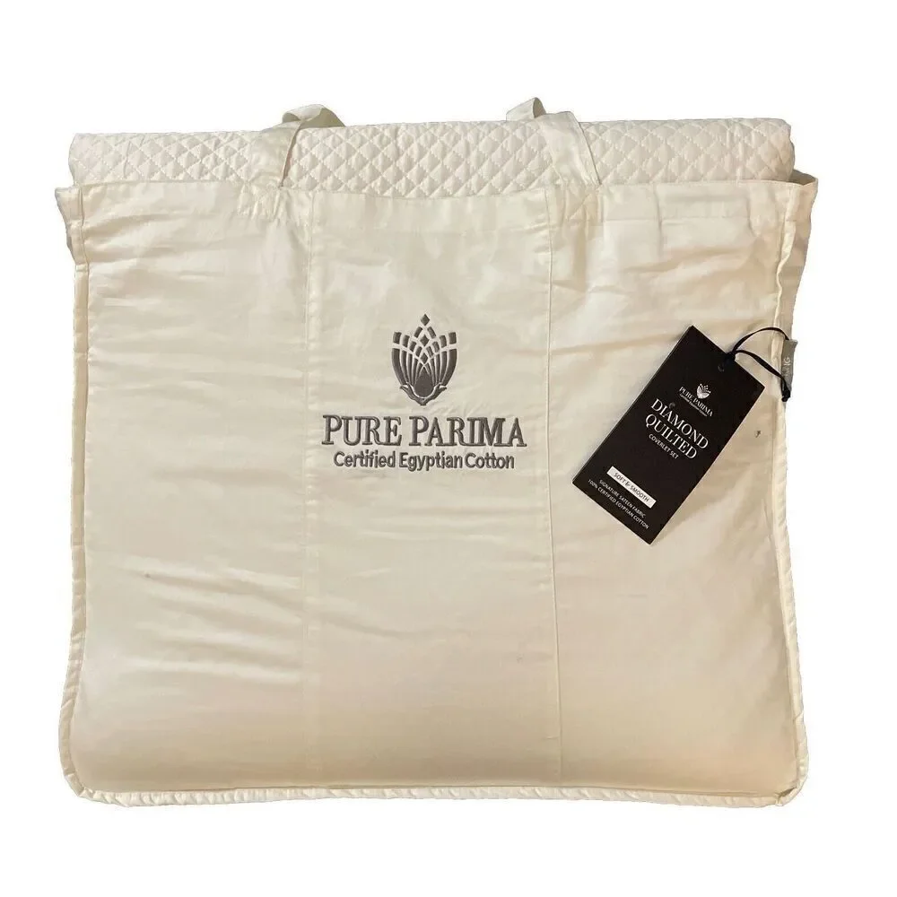 NWT's Pure Parima Diamond King/Cal King Quilted Coverlet Set in Ivory $375